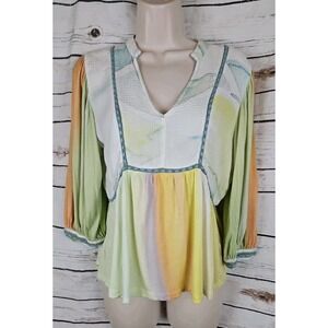Anthropologie Blank London Pastel Babydoll Top S Peplum Viscose Knit Y2K